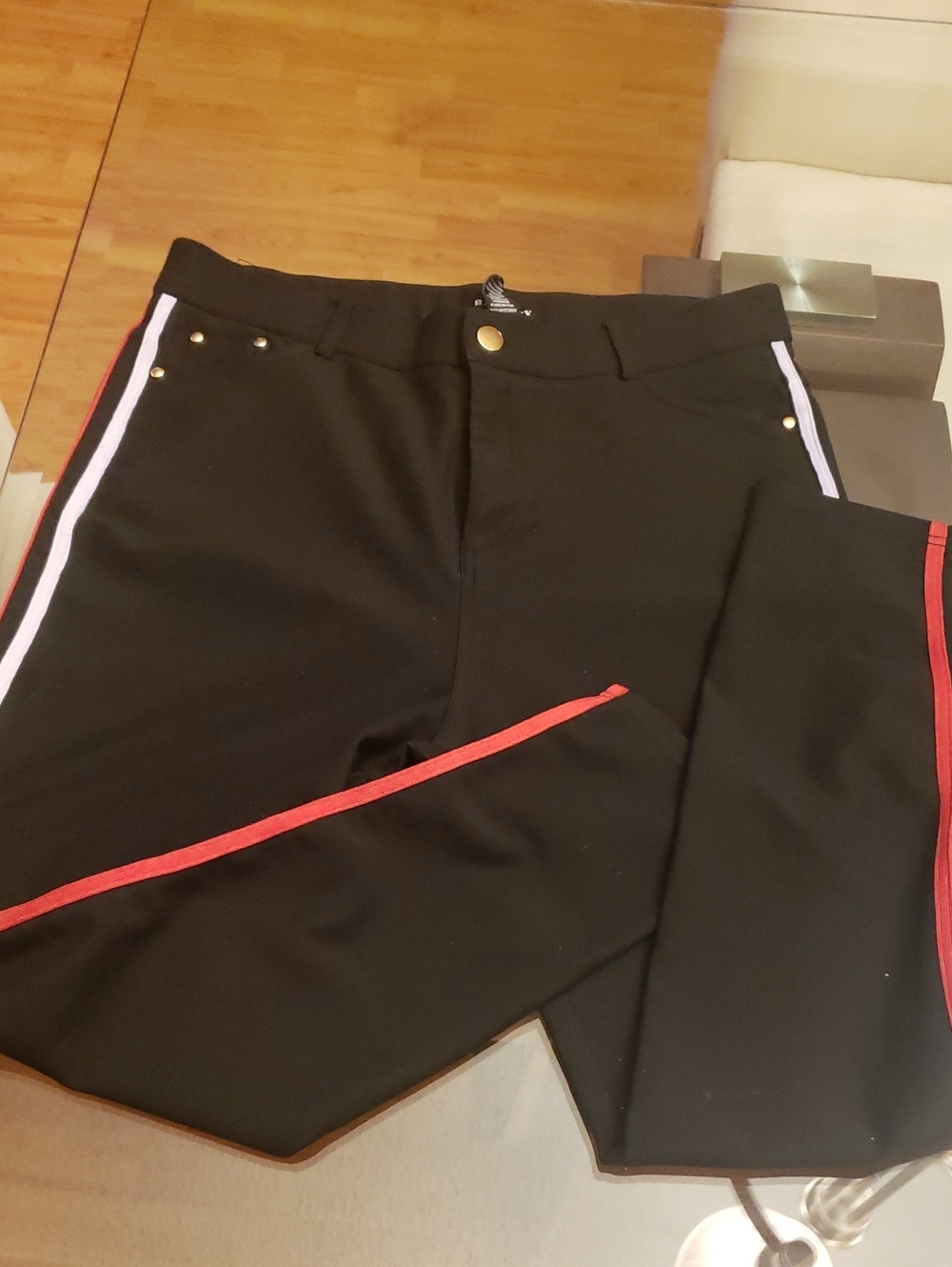Baby Phat Black Track Pants with Red and White Stripes